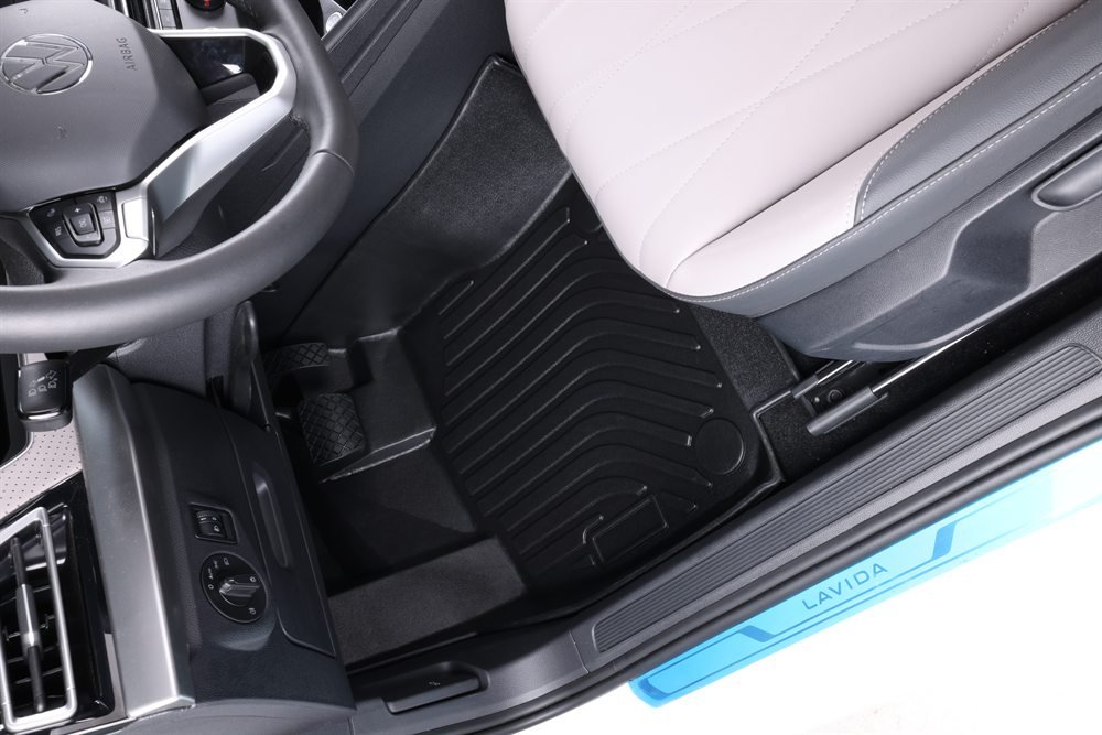 Custom-fit TPE driver side floor mat installed in car